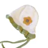 Gorro de Punto para Protección de Oídos de Bebé Otoño/Invierno Estilo Coreano con Volantes Florales Gorro para Bebé de Atar Cálido para Bebé Venta al por Mayor