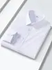 Camisa masculina de manga longa transfronteiriça, vestimenta executiva plus size, top de fibra de bambu sem ferro e anti-rugas, camisa masculina para usar sob um terno