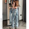 2025 Primavera Novo Cintura Alta Emagrecimento Vintage Calças Estreitas Largas Tamanho Plus Rasgadas Stretch Jeans Retos Mulher