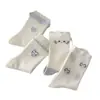 Meias Finas de Algodão Bordadas com Gatinhos Fofos de Orelhinhas para Primavera e Verão, Meias Femininas Sem Costura Estilo Coreano e Japonês, Meias Largas para Mulheres