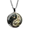 Chaveiro Pingente Redondo de Vidro e Liga Yin Yang Dragão Preto e Branco Ornamento Pendurado Legal Pingente Tai Chi Presente para Outros