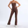 Mono de Yoga Deportivo Transfronterizo Europeo y Americano de Amazon para Mujer con Hermoso Diseño en la Espalda, Bloques de Color, Alta Elasticidad, Secado Rápido, de una Sola Pieza con Pantalones Largos Acampanados