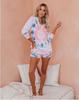 Novo Conjunto de Pijama Casual Estampado de Verão Europeu e Americano, Manga Longa e Shorts, Conjunto de Duas Peças para Casa