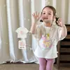 Zhe Li Roupa Infantil Camiseta de Manga Curta para Meninas Estilo Fino de Verão 2026 Roupa Infantil Casual Classe a Algodão Puro Top de Bebê