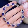 Venta al por mayor de fábrica Popular Pulsera de Zafiro Natural Plata S925 Incrustada Piedra Principal 5X7Mm Venta Caliente Europea y Americana Una Pieza