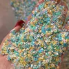 Múltiples Tipos de Lentejuelas, Brillantina de Colores de Forma Irregular, Accesorios Decorativos con Pegamento Multicolores, Polvo de Brillantina Láser de Estrella de Cinco Puntas para Manualidades