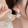 Pendientes de Flor de Lujo Ligero Imitación de Concha Francesa para Mujer Diseño de Nicho Elegantes de Gama Alta Pendientes Súper Hada de Pétalos