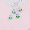 Flores de Tulipa Transparentes Coloridas Folhas Gradiente Contas Soltas de Vidro Material para Pulseira DIY Feita à Mão Acessórios de Cabelo Joias