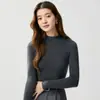 Novedad Otoño 2026 100% Lana Yangzi Tejido Fino Estilo Sencillo para el Trabajo Suéter de Cuello Alto como Prenda Base para Mujer