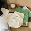Camisetas de Manga Corta de Verano para Niños y Niñas, Tops Modernos con Estampado de Letras, Dibujos Animados y Rayas para Bebés