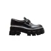 Nuevos Zapatos P Carrefour 2025 para Mujer Piel Genuina Punta Redonda Logo Triangular Suela Gruesa Plataforma Zapato de una Pierna Engranaje Zapatos Pequeños de Piel