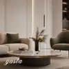 Mesa de Centro de Vidro Minimalista de Luxo para Sala de Estar com Vaso de Flores Secas, Recipiente para Flores, Decoração de Casa Modelo, Restaurante, Villa, Móveis Macios