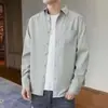 Camisa de Manga Larga para Hombre de Otoño Simple Casual Versátil de Botones Nostálgica Retro Nuevo Estilo Chino Color Sólido Estilo de la República de China