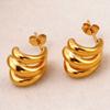 Anillo Retro de Lujo Accesible Aretes de Acero de Titanio Modernos Elegantes Estilo Frío Compactos Aretes Diarios Joyería para Mujeres 18K