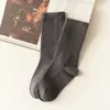 Calcetines Infantiles de Algodón de Fibra Larga en Stock, de Media Pantorrilla con Borde Acanalado, Color Sólido, Cómodos Calcetines Holgados, Calcetines Infantiles para Todas las Estaciones