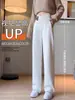 Calça de Maternidade Cintura Cruzada Cintura Alta Perna Larga 2026 Novo Outono/Inverno Plus Size Lã de Cordeiro Chenille Calça Reta