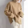 2026 Suéter Holgado Cálido de Cuello Alto Tejido Capa Base para Mujer Otoño Invierno Nuevo Versátil de Manga Larga Color Sólido Suéter de Moda
