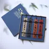 Conjunto de Marcadores de Livro de Sândalo com Texto Inspirador Impresso em Marcadores de Madeira, Exposição Cultural e Criativa Clássica