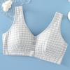 Roupa íntima de algodão puro para mulheres de meia-idade e idosas, Sutiã confortável com bojo push-up anti-queda sem aros de aço, Sutiã esportivo estilo regata com fecho frontal para mães