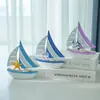 Barco de Lata Estilo Mediterrâneo Transfronteiriço Decoração Criativa para Mesa de Casa Modelo Vela Suave Barco Feito à Mão
