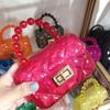 2025 Nova Moda Tendência Estilo Coreano Bolsa Estilo Chanel Versátil Xadrez Diamante Corrente Bolsa de Gelatina Transparente Bolsa Transversal de Pérola
