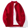 Nuevo suéter cárdigan casual de moda para otoño e invierno, suéter de punto para hombre, color liso, engrosado, chaqueta con cuello alto