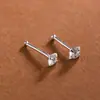 Brincos Transfronteiriços Mini de Prata 925 com Pino, de Quatro Garras e Diamante Colorido, Que Não Precisam Ser Removidos para Dormir, Adequados para Uso Diário