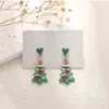 Pendientes navideños de diamantes con dibujos animados, transfronterizos europeos y americanos, pendientes asimétricos de alta gama para mujer, decoraciones navideñas