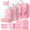 Set de 10 Bolsas de Almacenamiento de Viaje de Compresión Cuidadosamente Seleccionadas, Bolsa de Almacenamiento de Malla con Cordón para Empacar por Separado, Bolsa Organizadora para Equipaje, Maquillaje y Artículos de Tocador