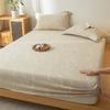 Sábana Bajera Ajustable Jacquard de Lino y Algodón Clase A Wabi-Sabi Pieza Única Algodón Puro Juego de Tres Piezas Ropa de Cama Sencilla de Alta Gama para Casas de Huéspedes