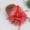 2025 Seis Hojas Cabeza de Flor Grande Sombrero de Flor Ropa de Flor Amazon Moda Europea y Americana Tela Brillante Pluma Flor Artificial 910