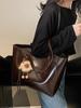 Bolso de Trabajo para Viajar Bolso de Hombro Simple de Cuero Encerado al Aceite de Moda para Mujer Primavera 2025 Nuevo Bolso Tote de Gran Capacidad