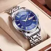 Reloj KINGNUOS Auténtico para Hombre con Doble Calendario, Resistente al Agua, Luminoso, Correa de Acero, Venta al por Mayor Extranjera, Outlet de Fábrica de Relojes