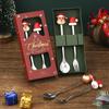 Fuente Navidad Transfronteriza Acero Inoxidable Dibujos Animados Juego de Cubiertos Juego de Cuchara y Tenedor Caja de Regalo Cuchara para Café y Postre Regalo para Niños