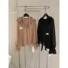 Blusa de Manga Larga Versátil con Cuello de Volantes, Lunares Retro Franceses, Té Verde Limón, Otoño Temprano 11037 (con Cinta)