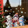 BRUP Gorro de Tricô Desenho Animado Boneco de Neve Adesivo de Janela Três Bonecos de Neve Fofos Adesivo de Decoração de Inverno de Natal BR2374C