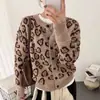 Cárdigan suéter de punto con estampado de leopardo y cuello redondo para mujer, nuevo diseño otoño/invierno 2026, prenda exterior de punto suave y cómoda