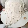 Traje de Ropa para el Hogar para Niños Ropa de Verano con Aire Acondicionado para Niñas Ropa de Dos Piezas Estilo Occidental para Niños Grandes Pijama Delgado Casual para Bebé
