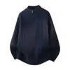 Suéter Retro de Cuello Alto con Cremallera para Hombre, Jersey Holgado de Punto Trenzado, Cárdigan de Tendencia, Top Casual Versátil