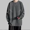 Camiseta de manga larga para hombre con estampado, estilo deportivo casual, moderna para adolescentes, camiseta básica de cuello redondo para todas las estaciones, top de camiseta de manga larga