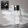 Taza de Apertura Rápida Magnética con Tapa de Apertura de un Solo Toque, Vaso de Agua de Vidrio de Borosilicato de Doble Pared, Taza de Té para Oficina, Taza de Negocios para Coche