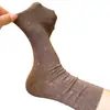 Meias bege de comprimento médio para mulheres, meias florais retrô japonesas da moda de outono, combinadas com sapatos Birkenstock, meias largas para outono e inverno