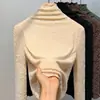 Camiseta Base Jacquard de Encaje Engrosada de Venta Caliente para Otoño e Invierno para Mujer, Top Cálido de Cuello Alto para Otoño e Invierno