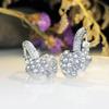 Rongyu venta caliente transfronteriza anillo de corazón de melocotón con microincrustaciones de circón pendiente hebilla de oreja de mujer simple creativa pendientes de circón de moda venta al por mayor