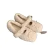 Nuevos Zapatos Cálidos de Piel con Lazo para Mujer Otoño/Invierno 2026, Estilo Hada Punta Redonda Mary Jane Zapatos Bajos de Algodón
