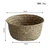 Cesta de Armazenamento Tecida com Algas Marinhas Naturais Porta-Lanches Frutas Secas Redonda para Mesa de Escritório Entrada Porta-Chaves Cesta de Armazenamento para Diversos
