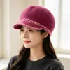 Gorro de invierno para mujer de pelo sintético de conejo para madres, gorro de lana tejido cálido y grueso para mediana edad y ancianos, gorro de abuela a prueba de frío y viento