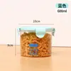 Pote hermético transparente de plástico, lata redonda com tampa para leite em pó, ideal para armazenar alimentos, grãos e outros alimentos na cozinha.
