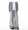 Pantalones Casuales Rayados Estilo Old Money Americano para Hombres y Mujeres, Primavera y Verano Vintage Versátiles Holgados de Pierna Ancha con Efecto de Caída, Pantalones Largos hasta el Suelo