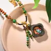 Cordón Estilo Chino Thangka Tara Verde Zakiram Cuero de Vaca Limpiador Colgante Femenino Xizang Cuerda Cuerda para Collar Wenwan Joyería